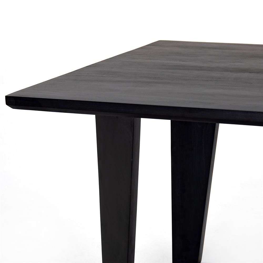Ezra Modern Classic Black Solid Wood Rectangular Dining Table thumbnail 9