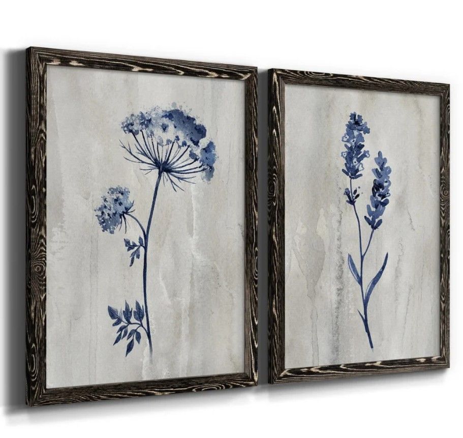 Indigo Botanical I 2 Piece Print With Frame 55"x37.5" thumbnail 2