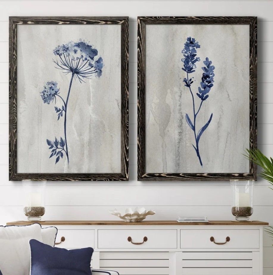 Indigo Botanical I 2 Piece Print With Frame 55"x37.5" thumbnail 3