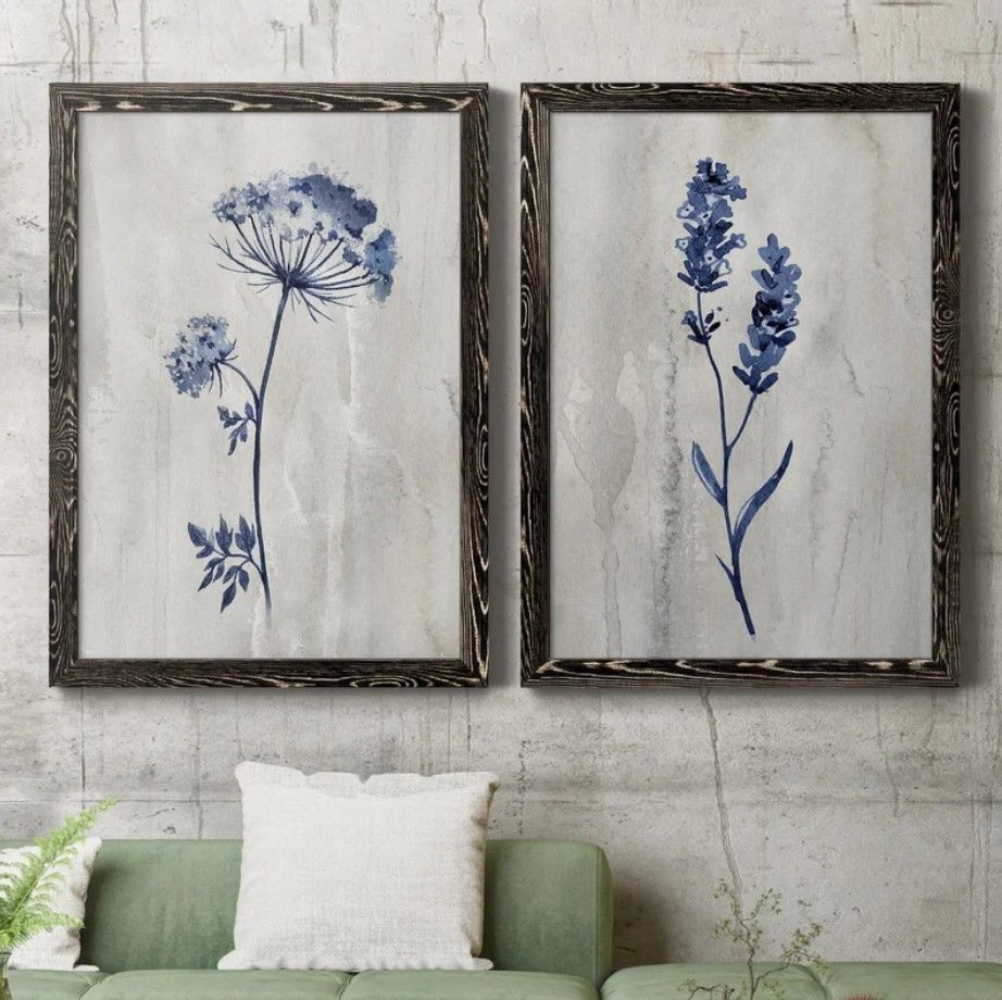 Indigo Botanical I 2 Piece Print With Frame 55"x37.5" thumbnail 4