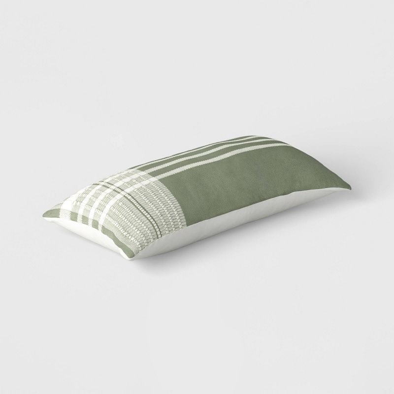 Striped Outdoor Lumbar Pillow-24"x12" thumbnail 3