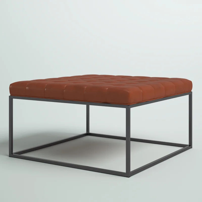 Heins Wide Faux Leather Tufted Square Cocktail Ottoman thumbnail 2