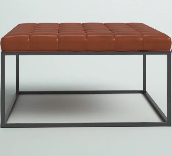 Heins Wide Faux Leather Tufted Square Cocktail Ottoman thumbnail 4