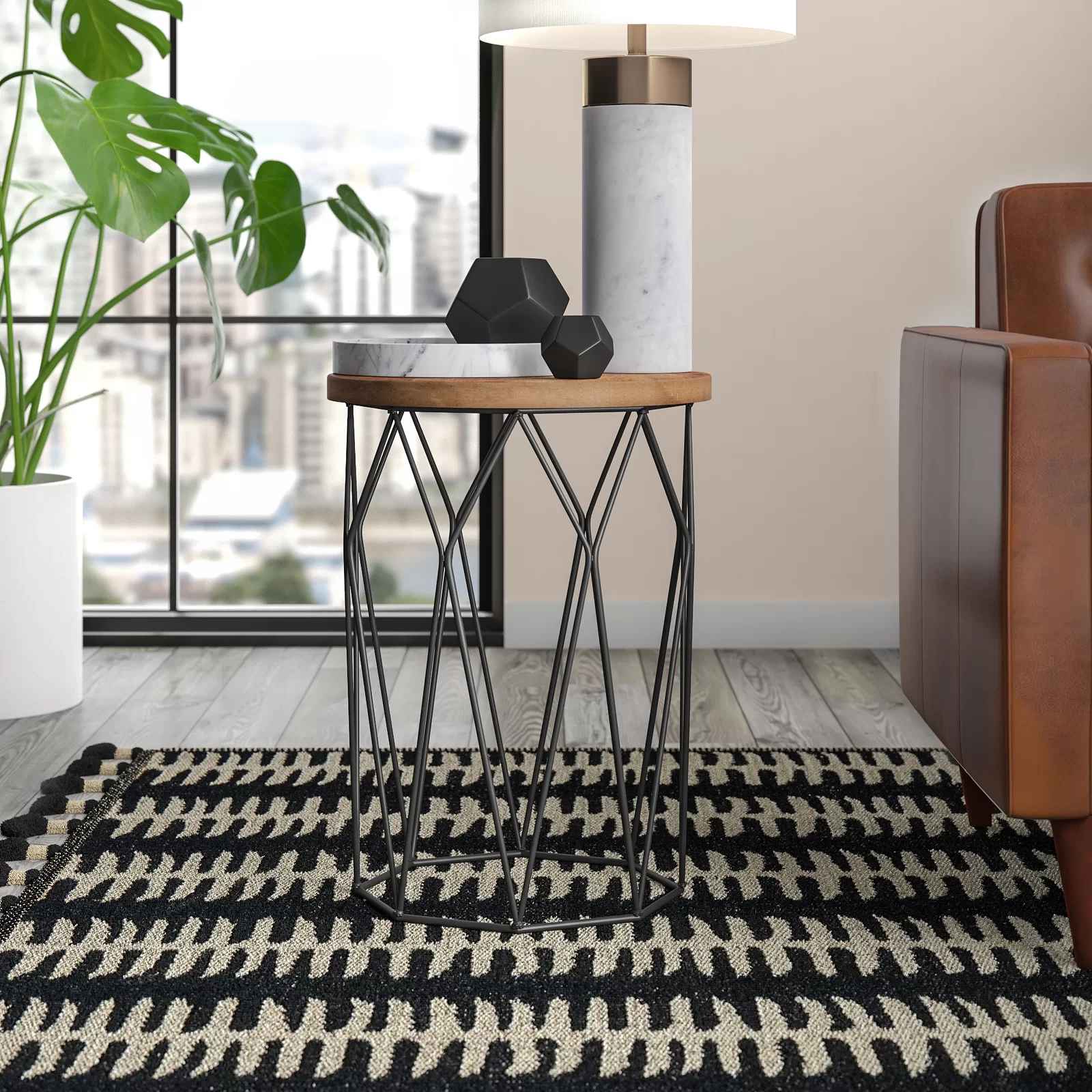 Ahart Solid Wood Drum End Table thumbnail 2