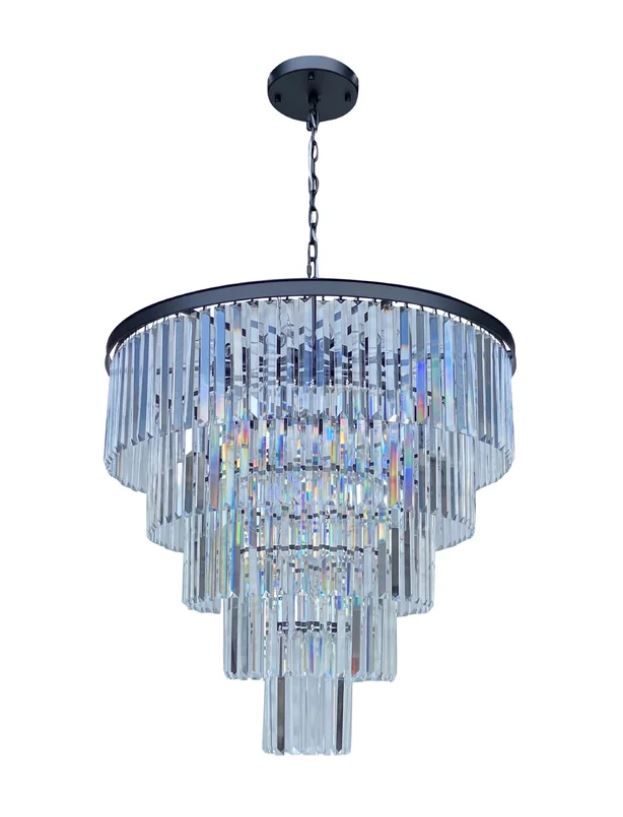 Dangelo 18 light round glass crystal prism chandelier thumbnail 2