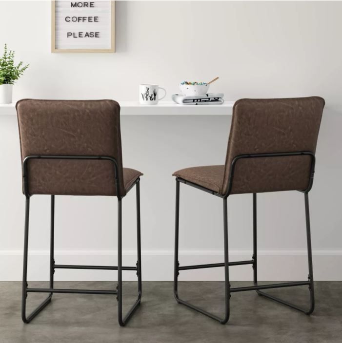 Upholstered Counter Height Barstool with Metal Frame thumbnail 2