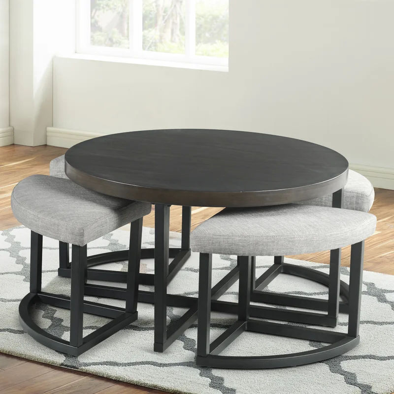 Carloz Cross Legs Coffee Table with Stools thumbnail 2