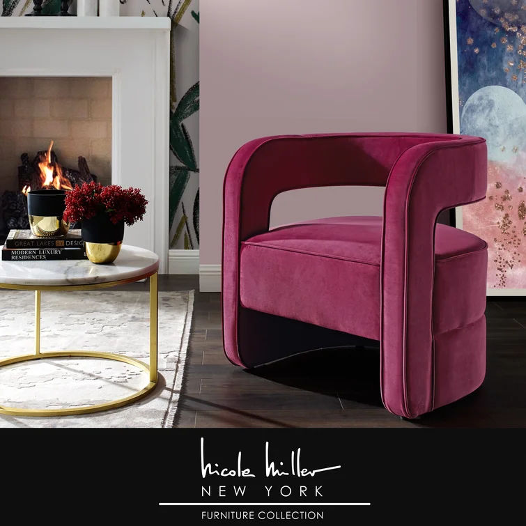 Jamal 25.5'' Wide Velvet Barrel Chair thumbnail 3
