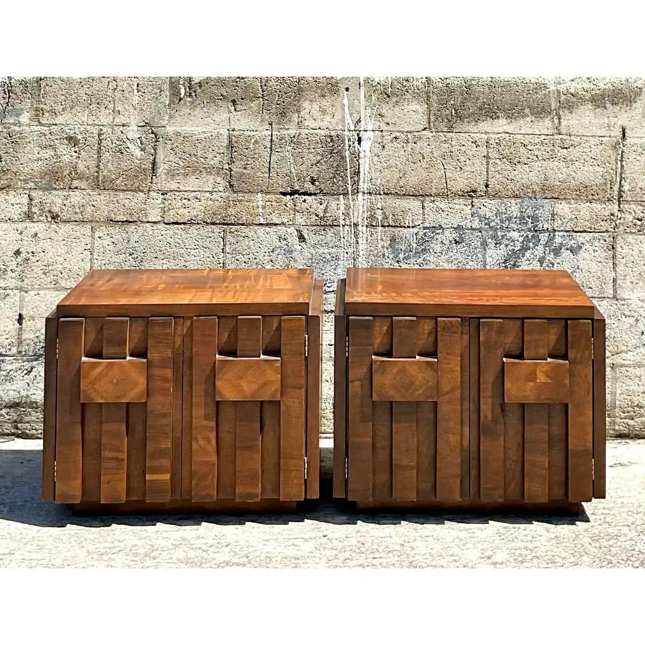 Vintage Brutalist Mosaics Nightstands After Lane, a Pair thumbnail 2