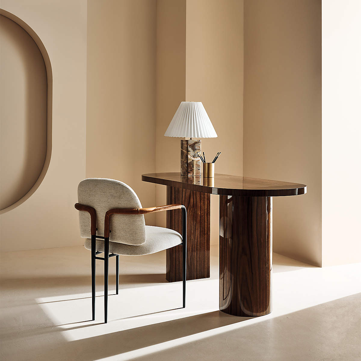 Marisa High-gloss Walnut Desk thumbnail 2