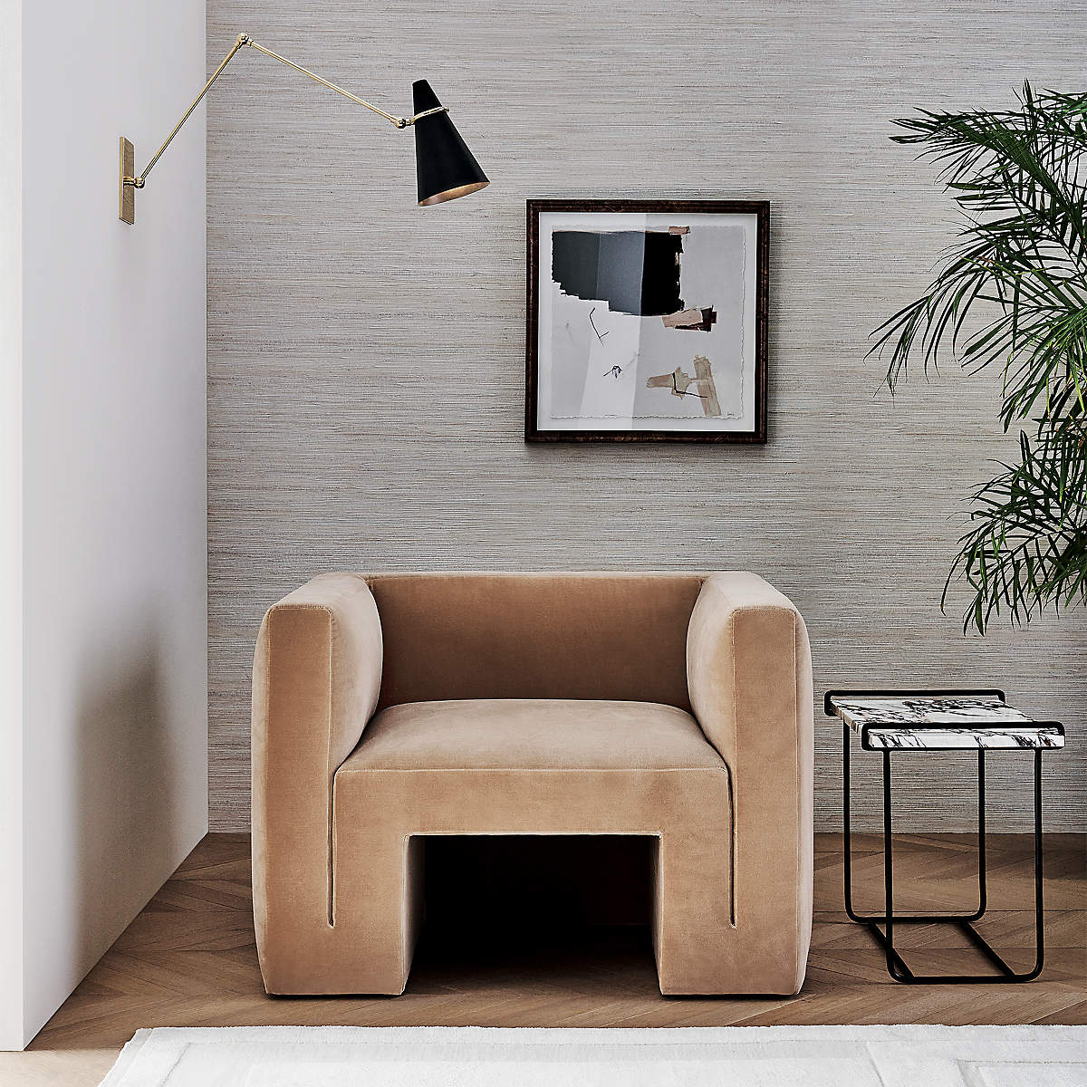 MATRA CAMEL VELVET LOUNGE CHAIR thumbnail 2