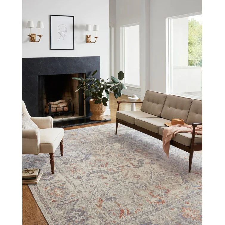Rosemarie Oriental Area Rug in Oatmeal/Lavender thumbnail 3