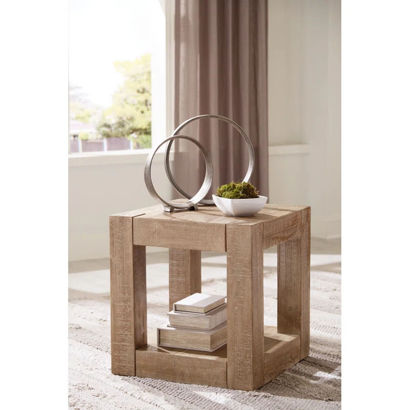Waltleigh Tall Solid Wood Floor Shelf End Table thumbnail 2