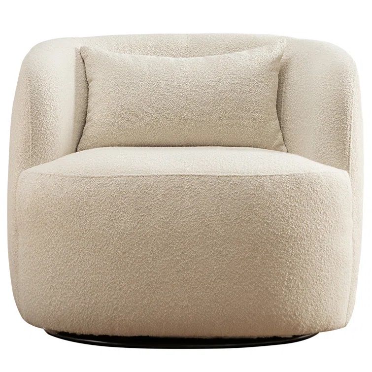 Wide Boucle Upholstered Swivel Armchair thumbnail 3