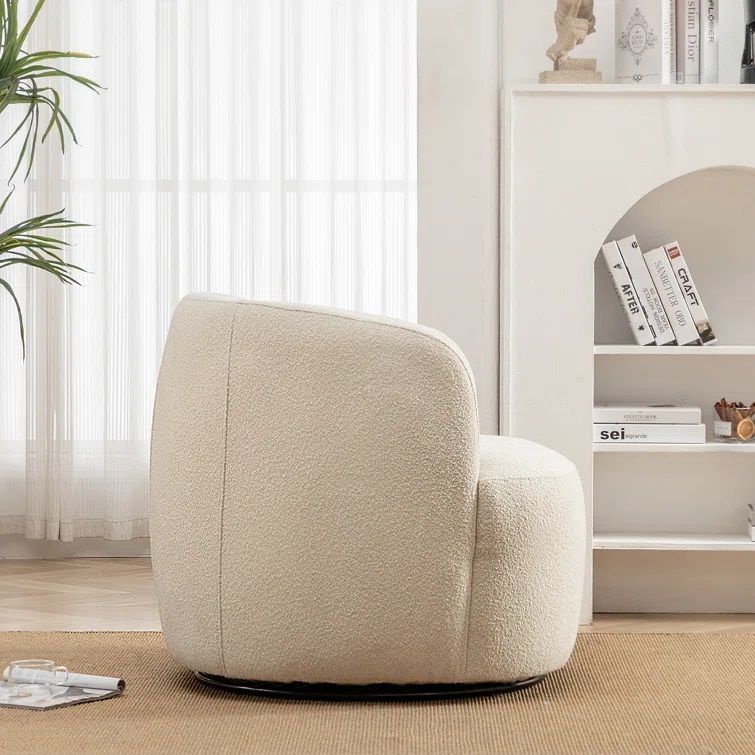 Wide Boucle Upholstered Swivel Armchair thumbnail 4
