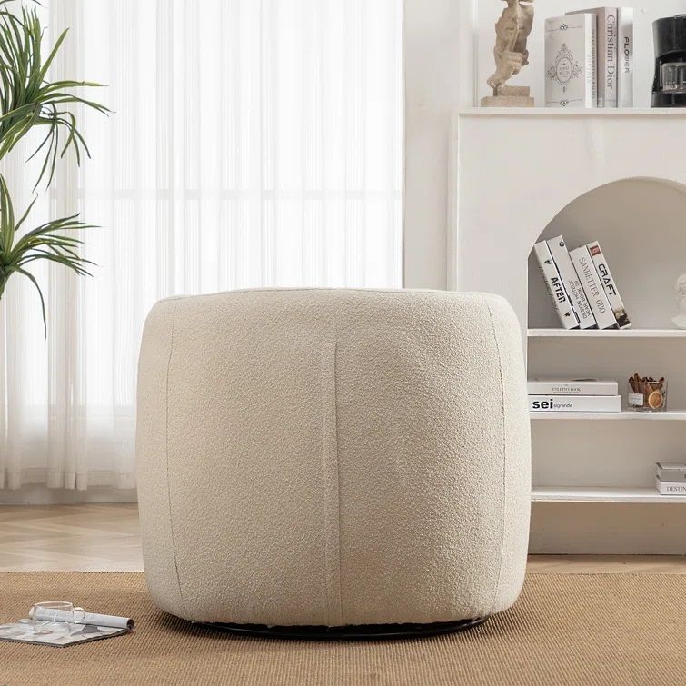 Wide Boucle Upholstered Swivel Armchair thumbnail 5