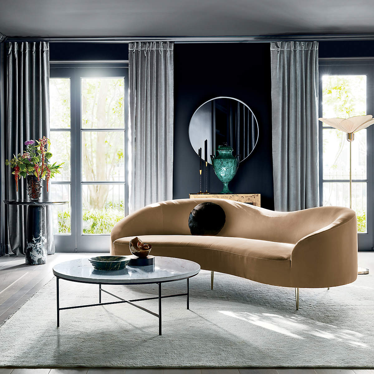 Emile Rattan And Polished Brass Floor Lamp thumbnail 2