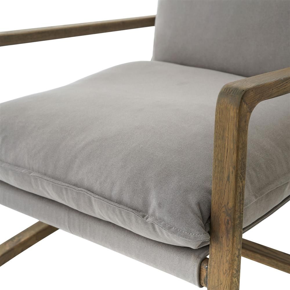 Ailyn Rustic Lodge Grey Upholstered Brown Wood Occasional Arm Chair thumbnail 5