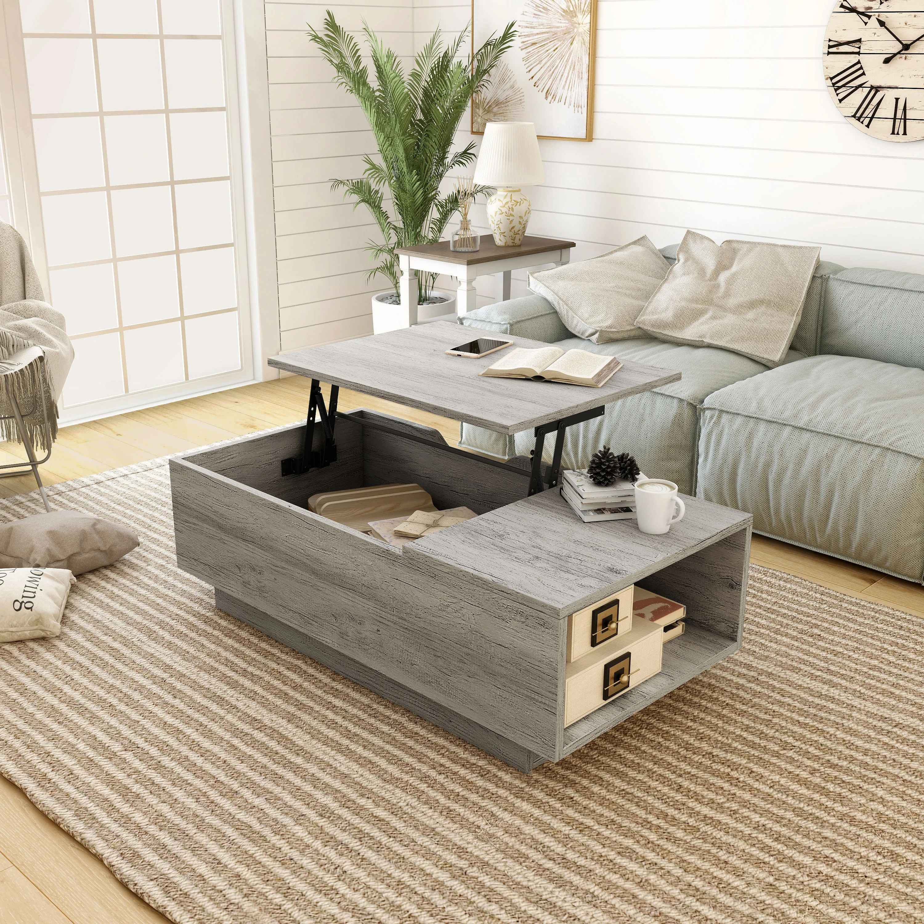 Kianna Lift Top Block Coffee Table with Storage thumbnail 5