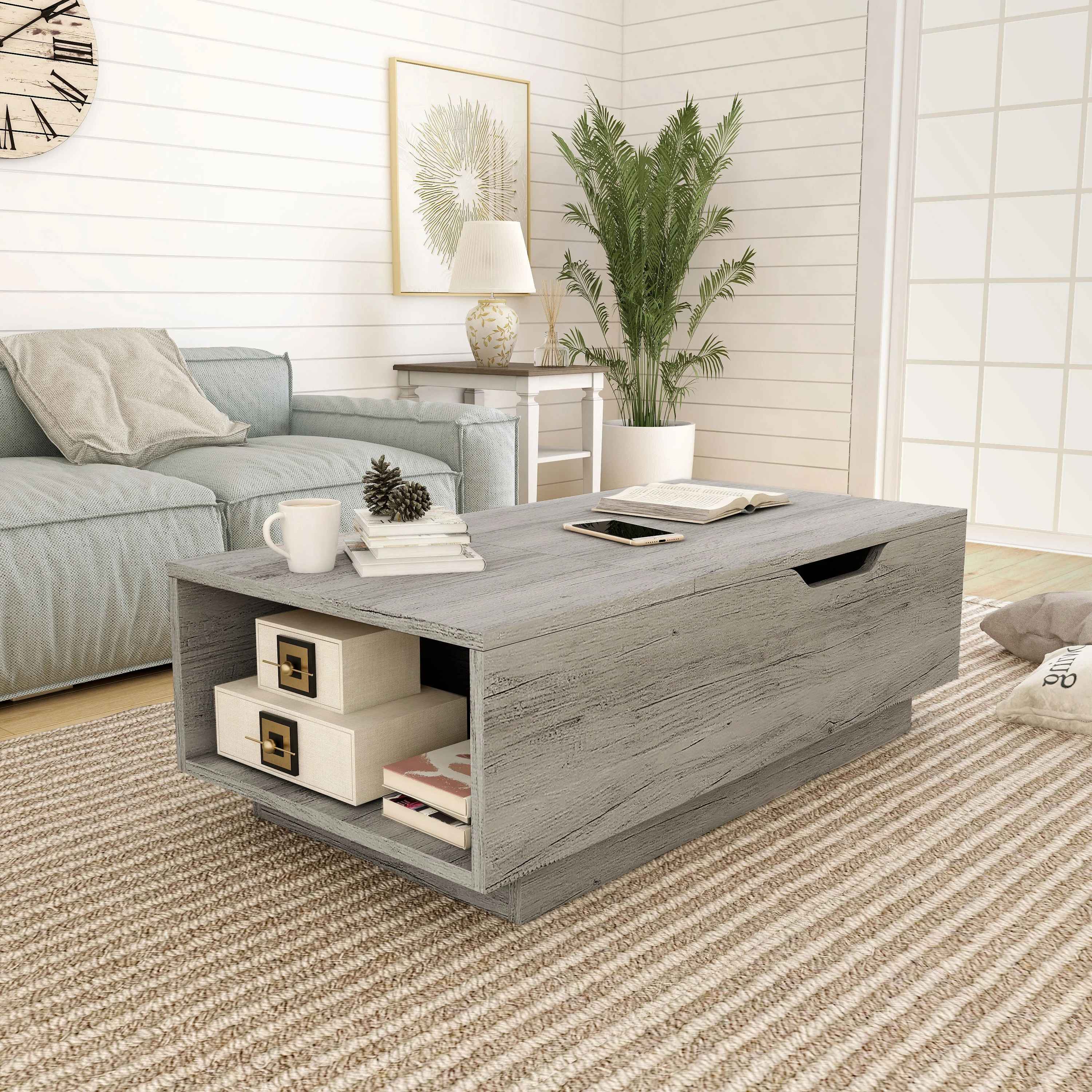 Kianna Lift Top Block Coffee Table with Storage thumbnail 6