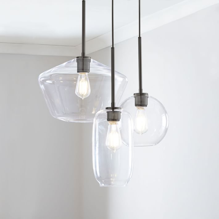 Sculptural 3 Light Chandelier Dark Bronze Clear Glass Mixed thumbnail 3