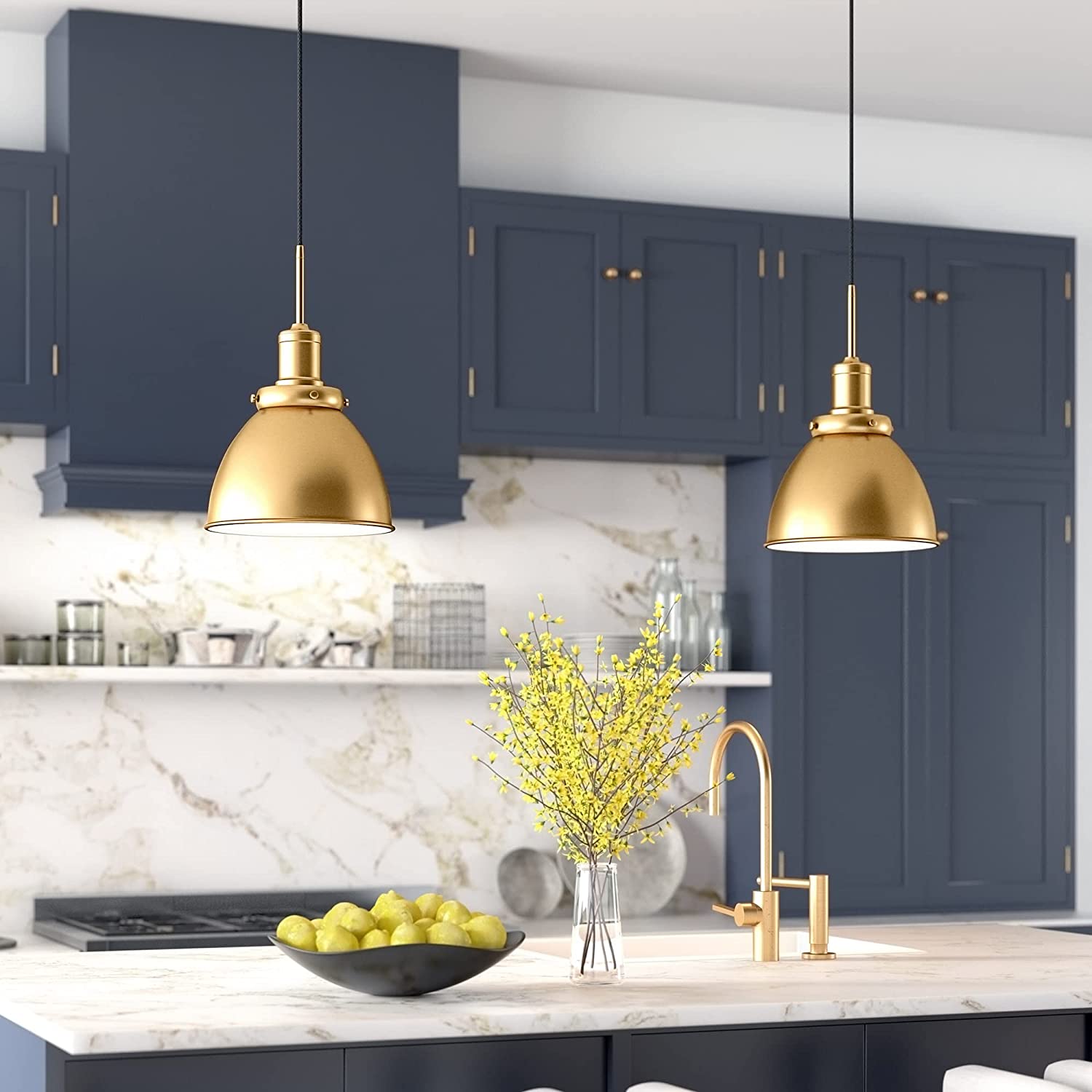 Madison Pendant with Metal Shade in Brass thumbnail 2