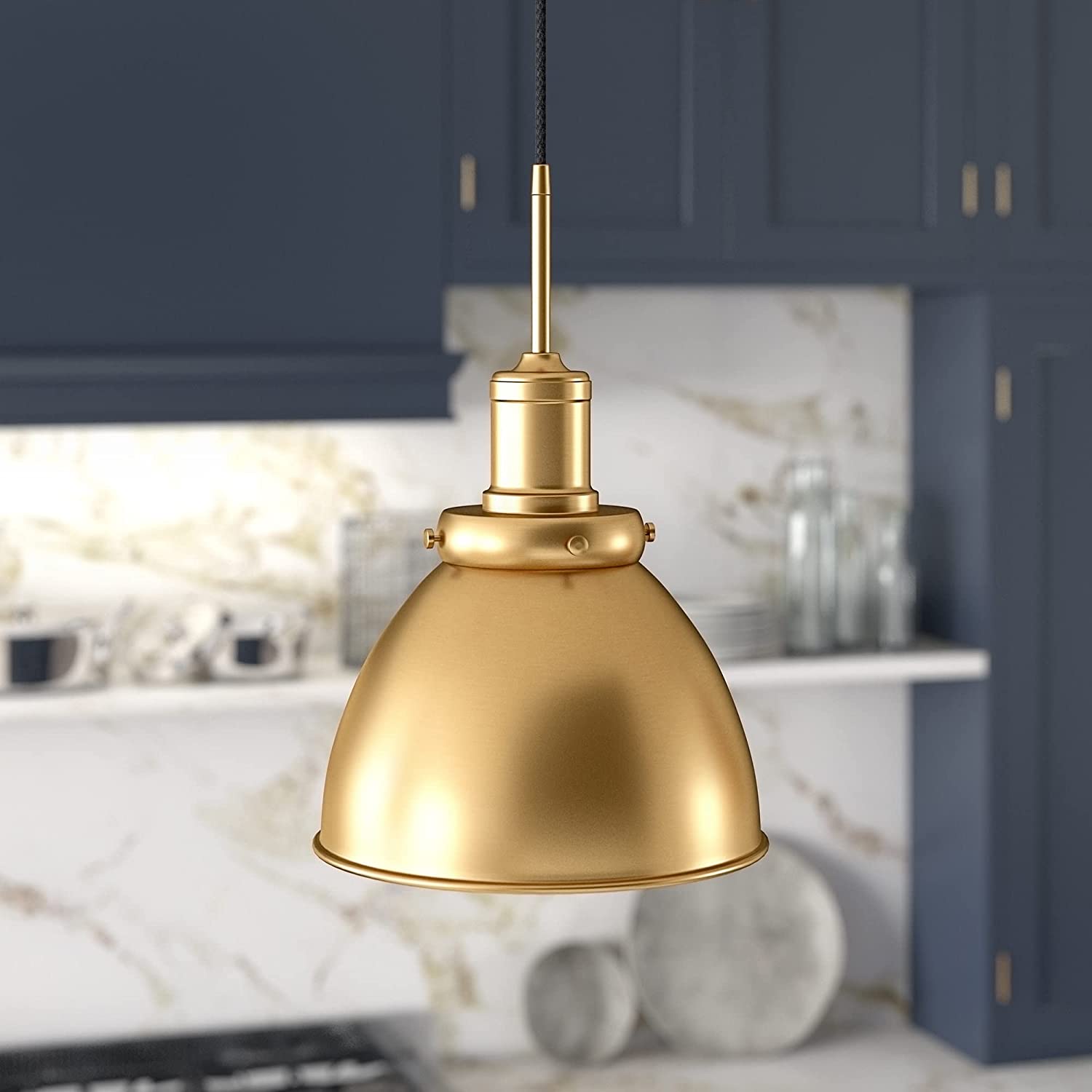 Madison Pendant with Metal Shade in Brass thumbnail 6