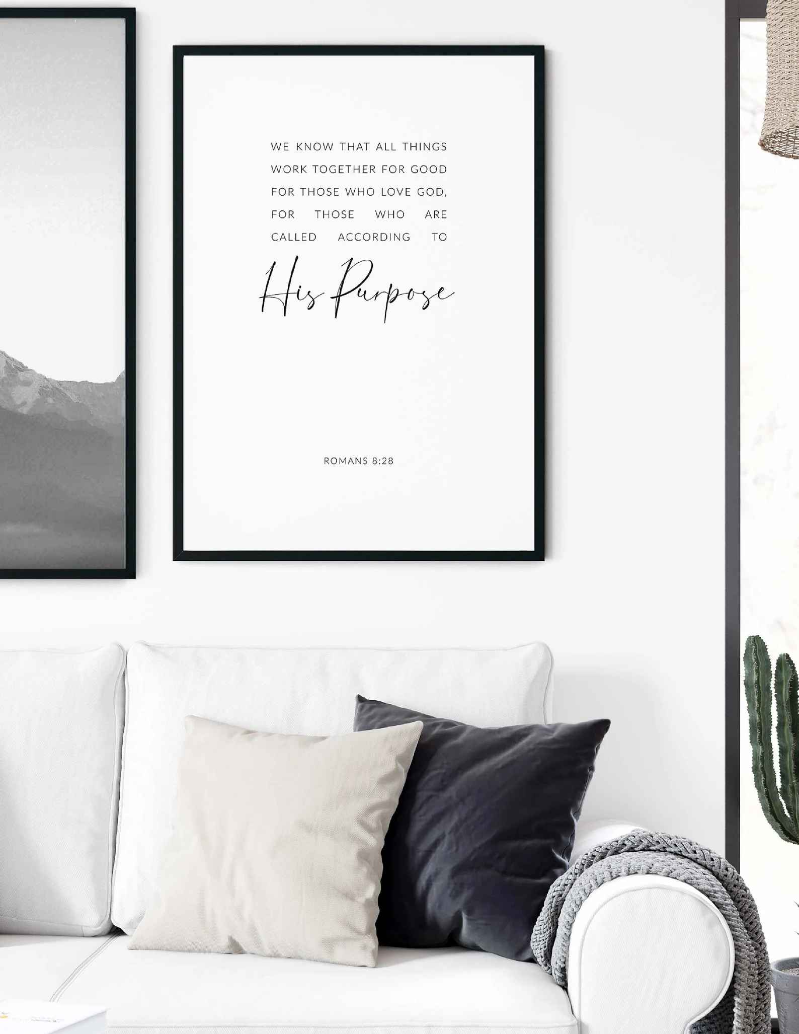 Romans 8 28 Christian Scripture Wall Art Poster with Frame-20"x30" thumbnail 2