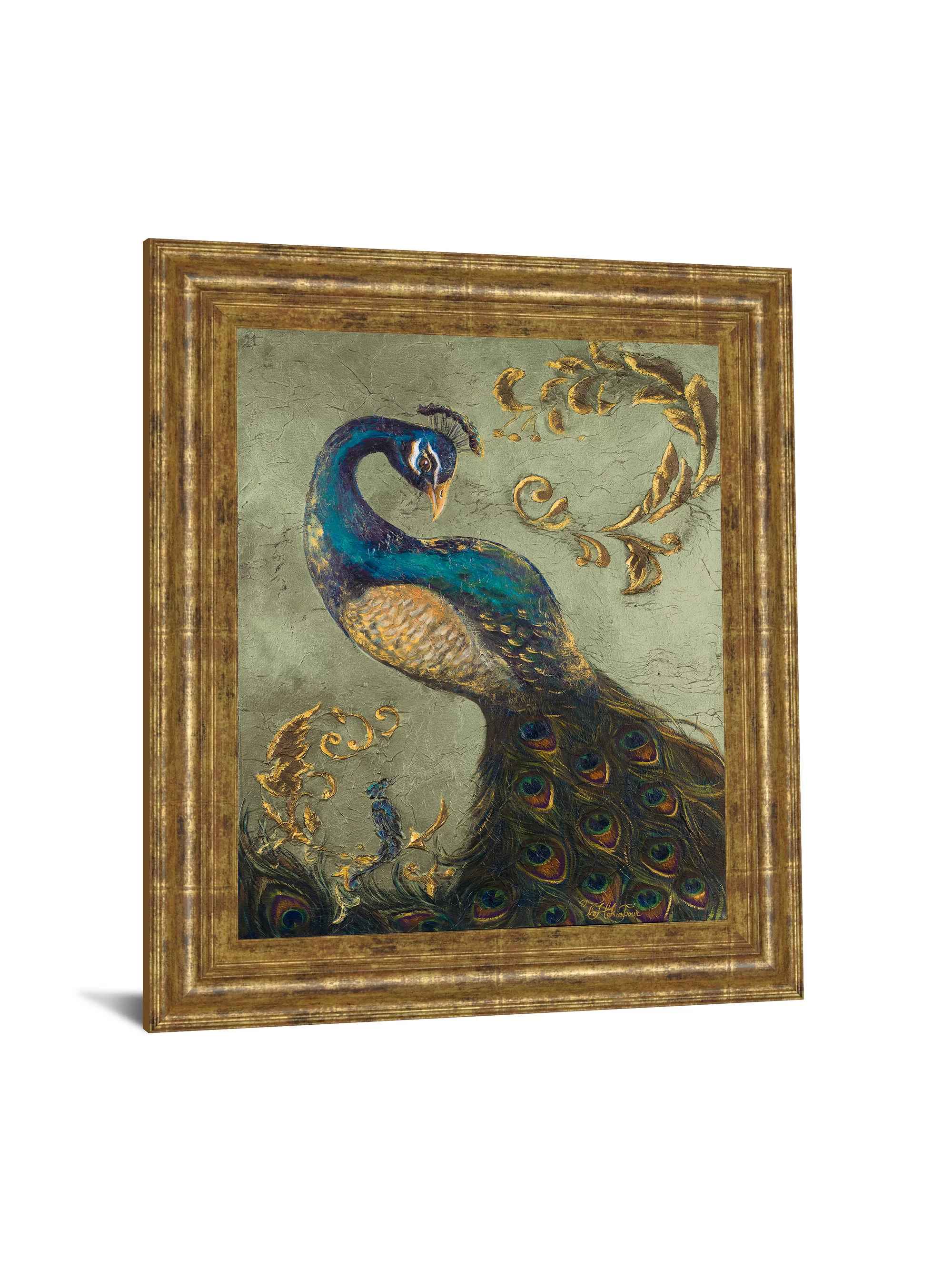 Peacock On Sage II by Tiffany Hakimipour Picture with Frame-26"x22" thumbnail 3
