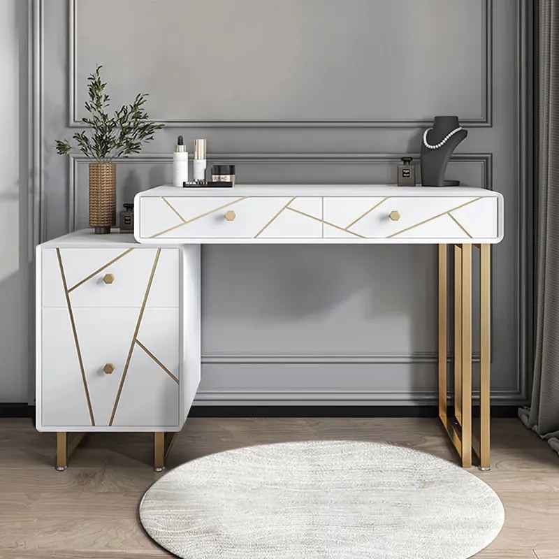 Modern White Makeup Vanity Expandable Dressing Table with Cabin thumbnail 2