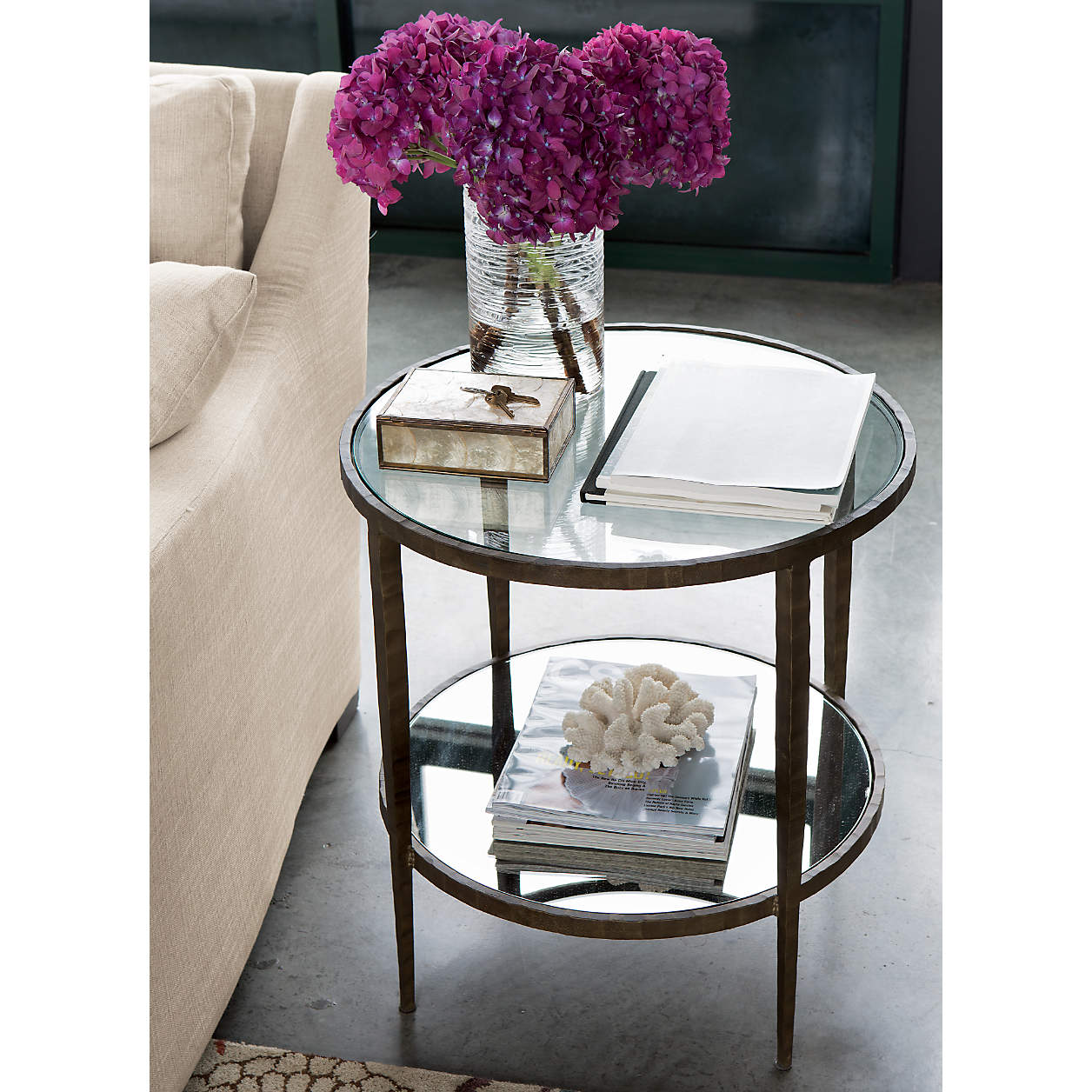 Clairemont Round Side Table with Shelf thumbnail 2