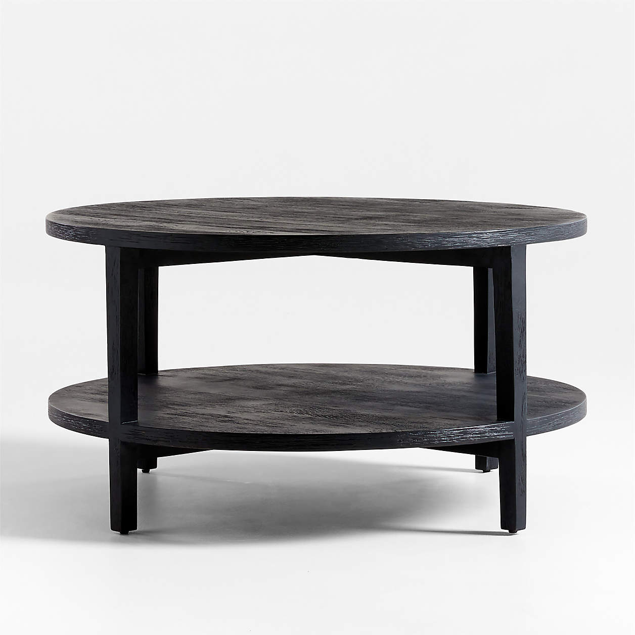 Clairemont Round Ebonized Coffee Table with Shelf thumbnail 2