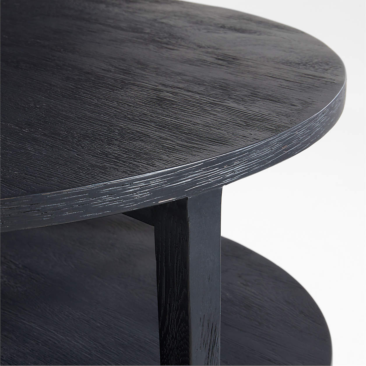 Clairemont Round Ebonized Coffee Table with Shelf thumbnail 3