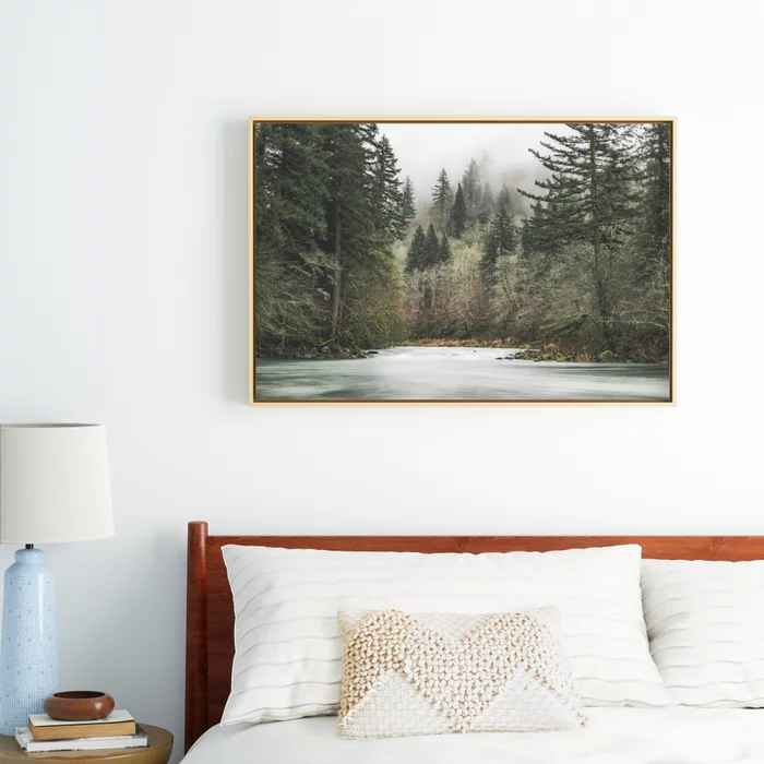 Pacific Northwest Forest River Canvas with Frame-36"x24" thumbnail 2