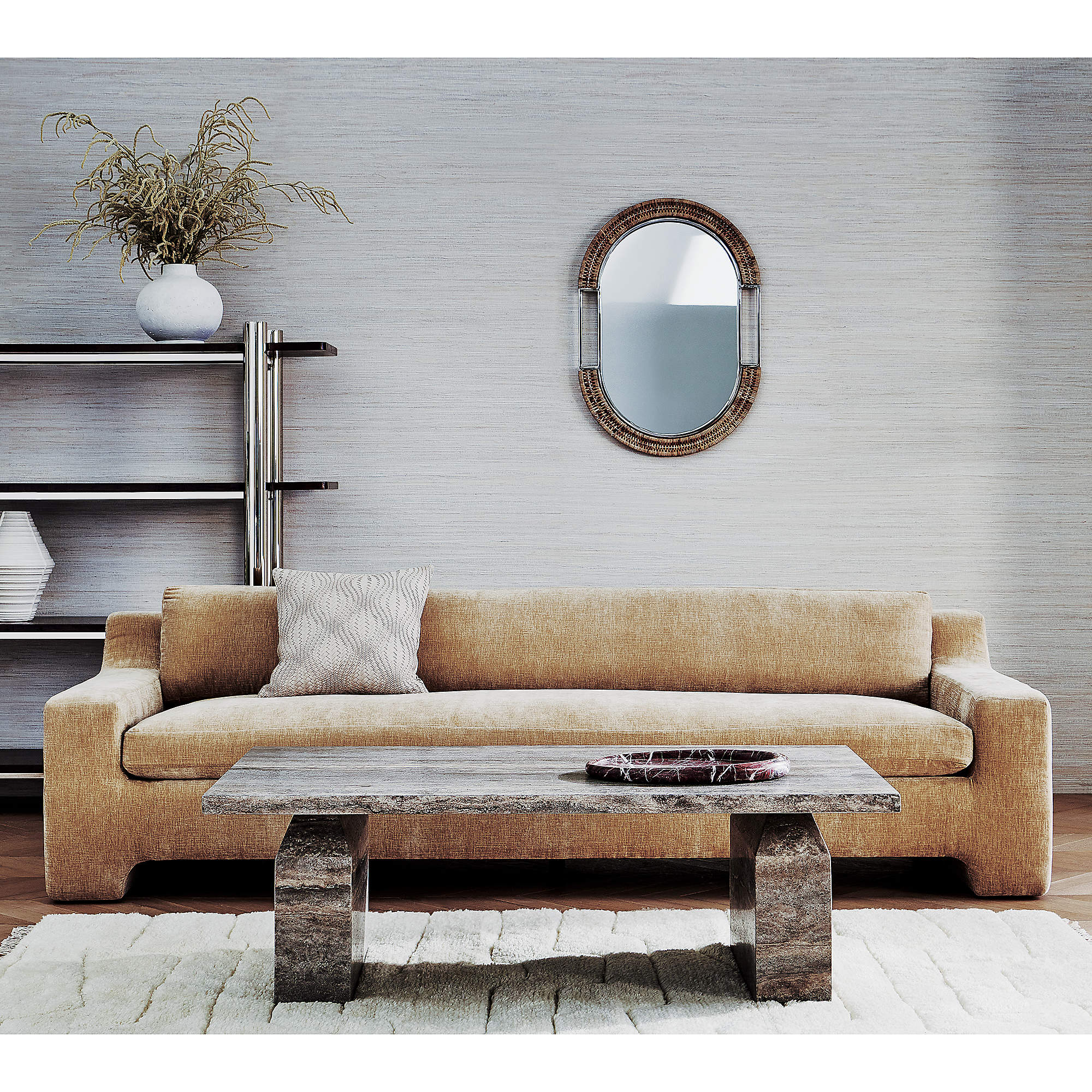 Durant Wheat Velvet Sofa thumbnail 2