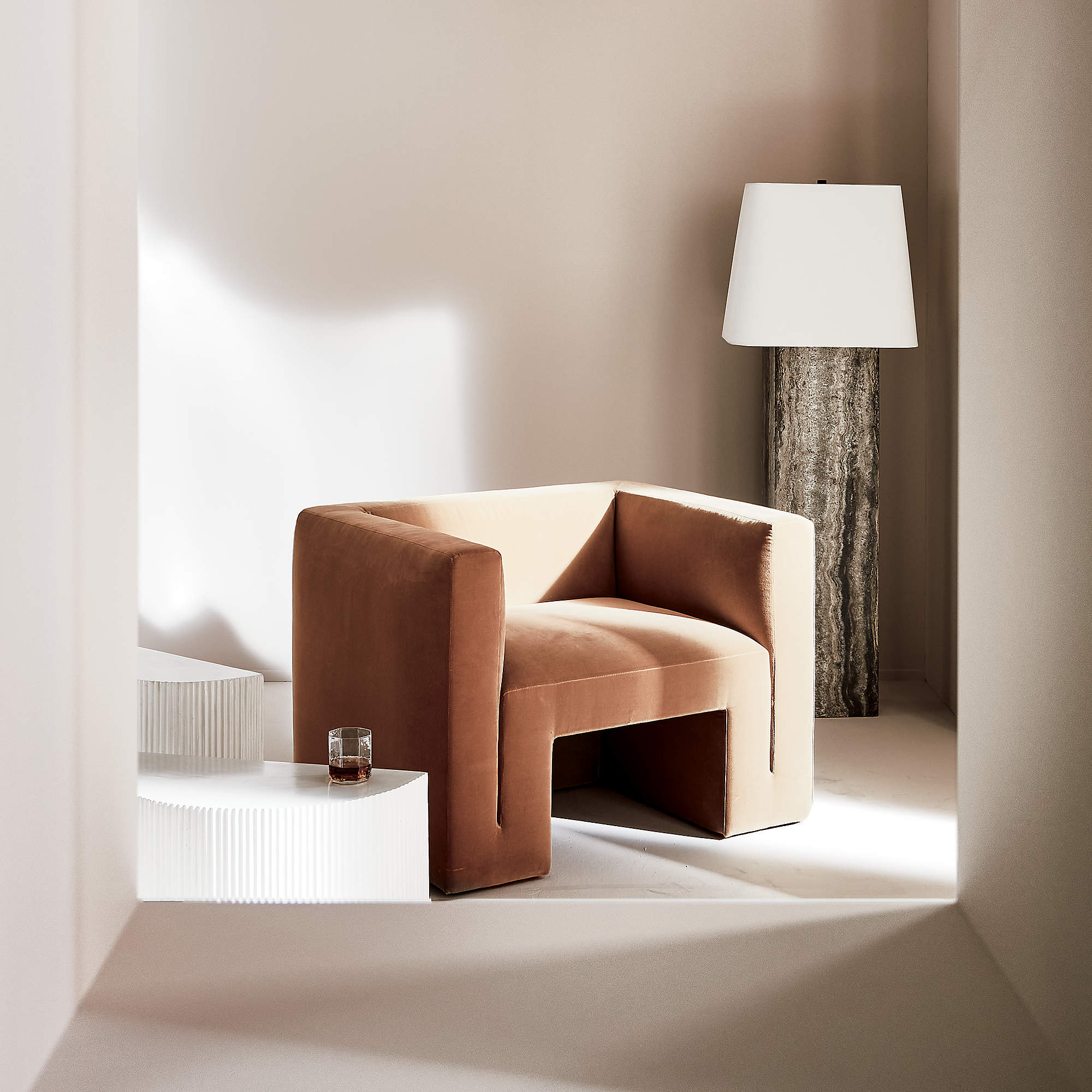 Forms Grey Travertine Floor Lamp thumbnail 2