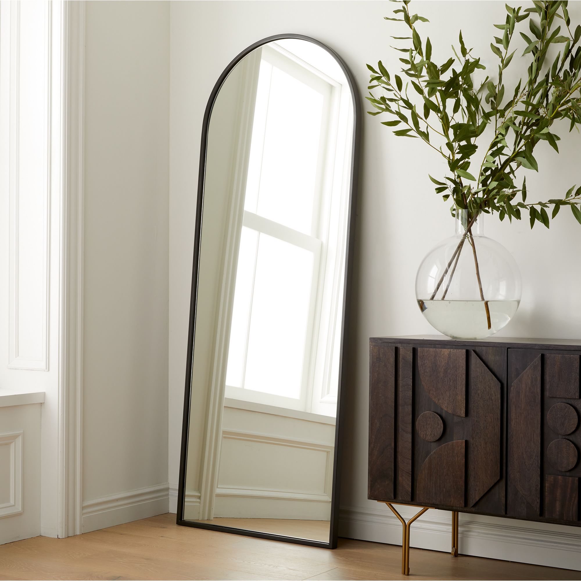 Metal Frame Arched Floor Mirror - 28"W x 74"H thumbnail 2