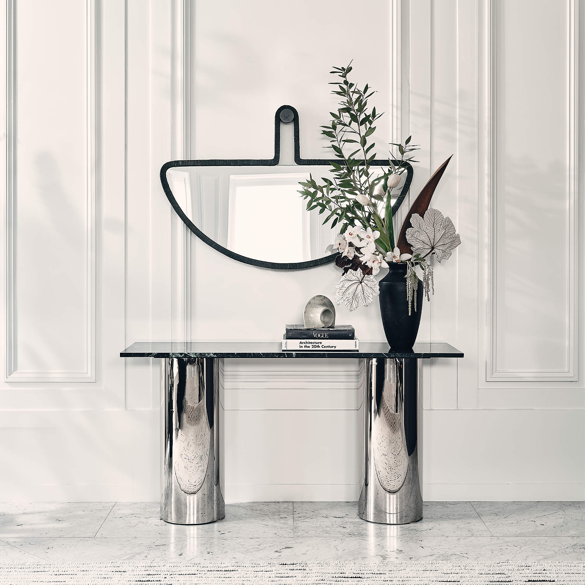 Whit Black Rattan Wall Mirror thumbnail 2