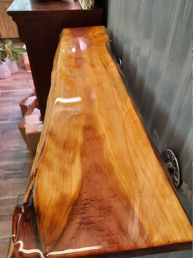 Live Edge Shelf Floating| Solid EPOXY Cedar  thumbnail 2