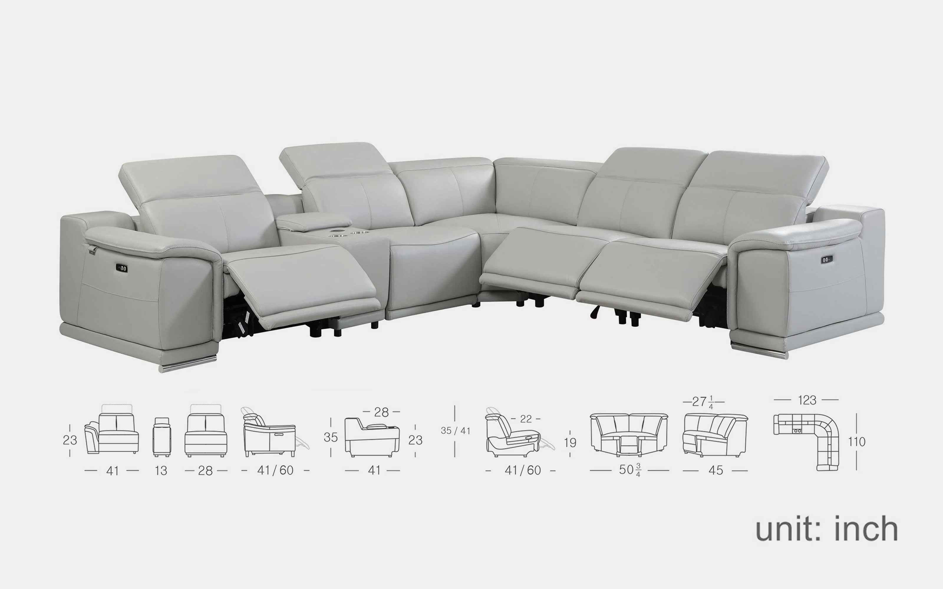 6 Piece Leather Sectional thumbnail 2