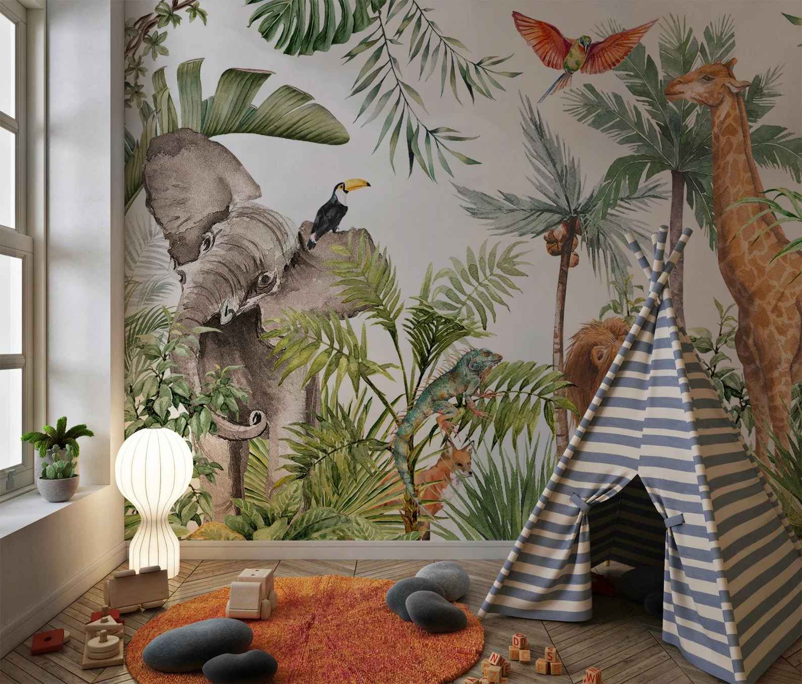Kids Safari Jungle Animals Wallpaper-115"x93" thumbnail 2