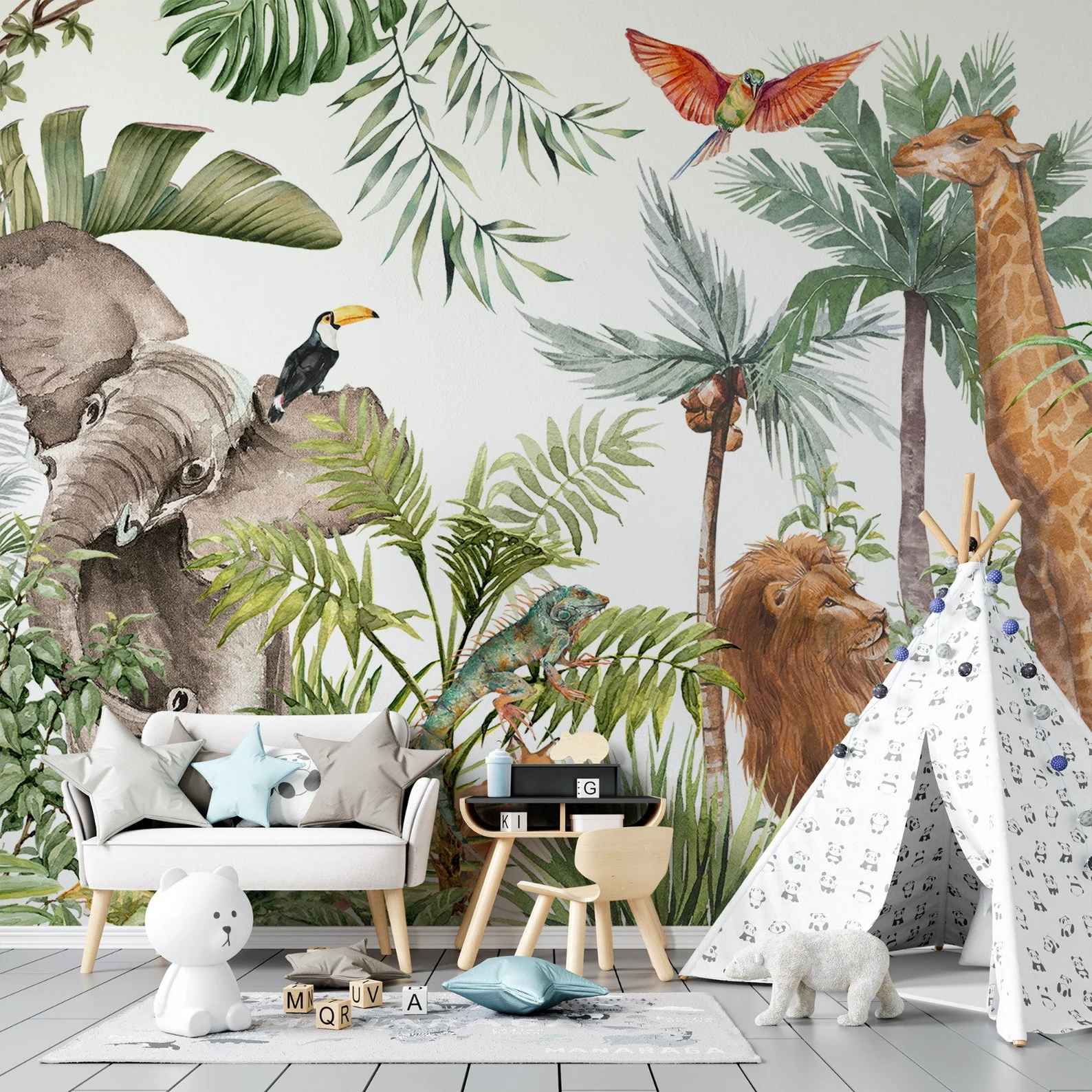 Kids Safari Jungle Animals Wallpaper-115"x93" thumbnail 5