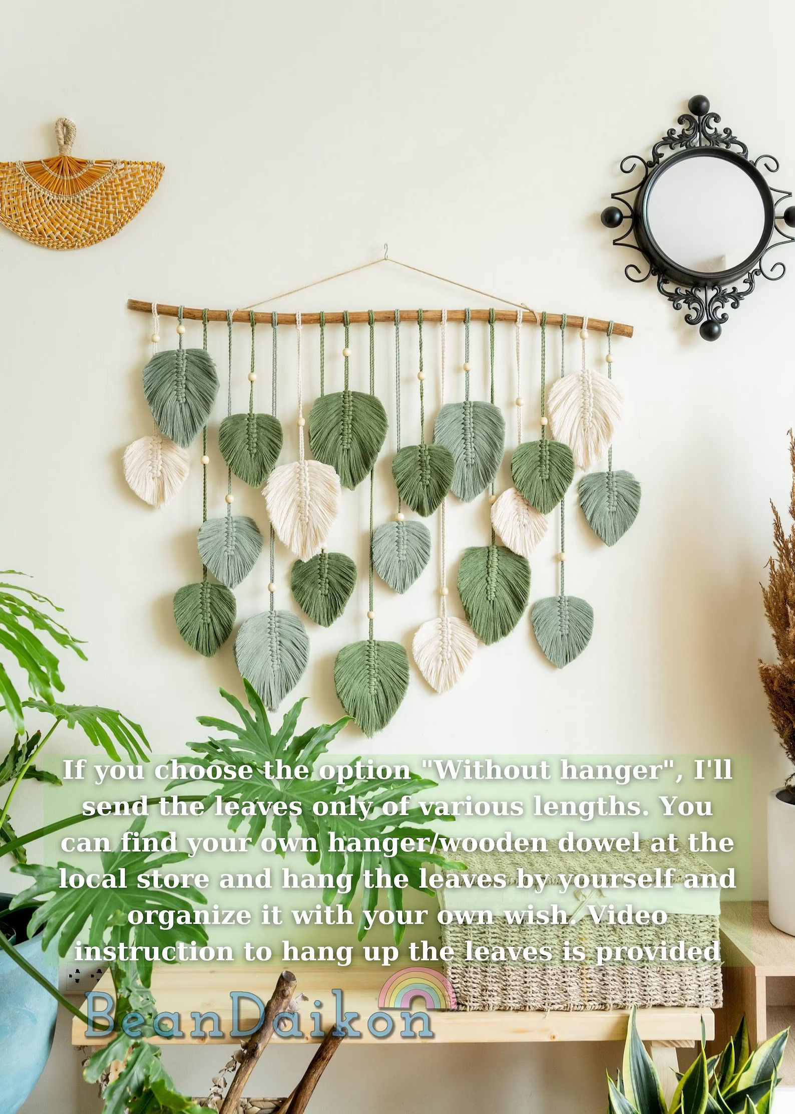 Large Green Leaves Headboard Above Bed Decor-25 Leaves thumbnail 2