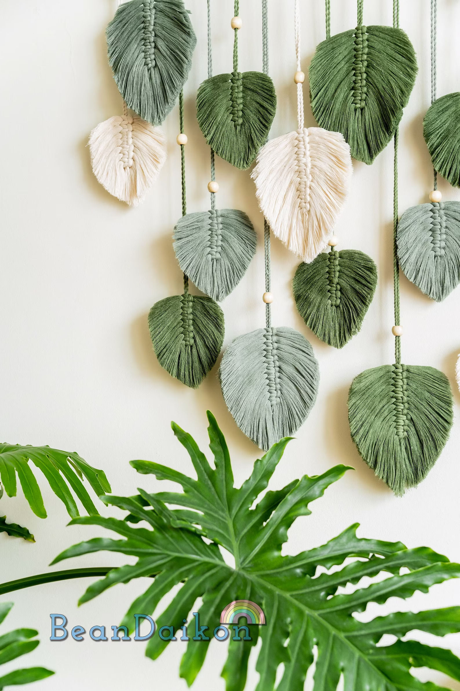 Large Green Leaves Headboard Above Bed Decor-25 Leaves thumbnail 3