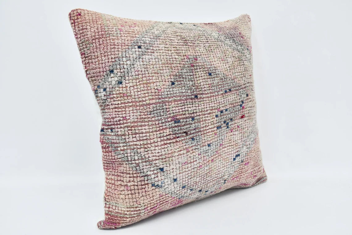 Kilim Pillow, Home Decor Pillow, Pillow Cover, Turkish Pillow, 24x24 Pink Pillow thumbnail 2