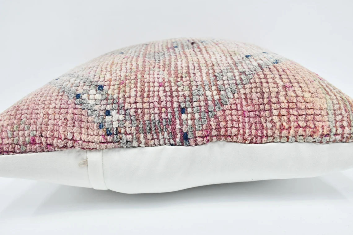 Kilim Pillow, Home Decor Pillow, Pillow Cover, Turkish Pillow, 24x24 Pink Pillow thumbnail 3