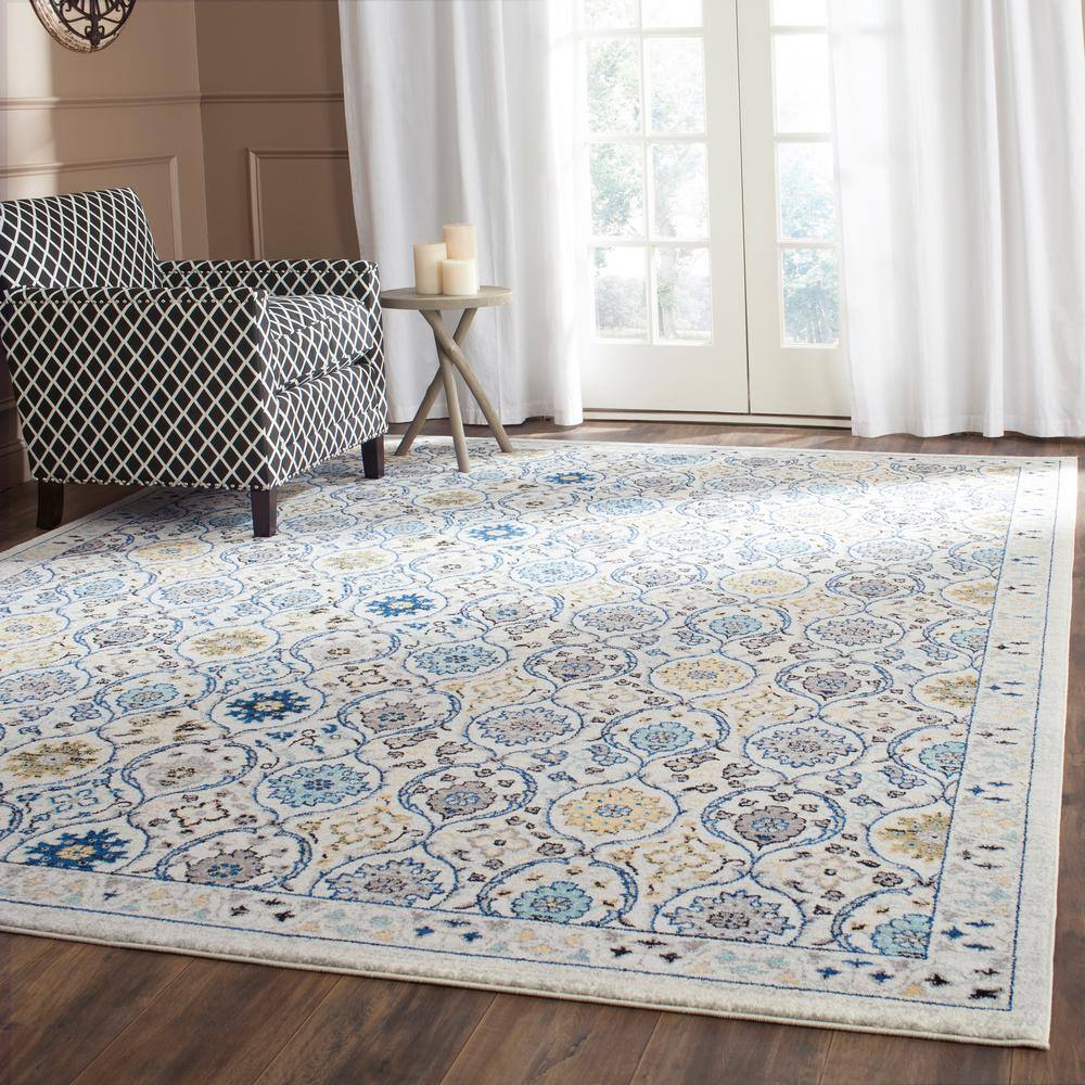 Evoke Ivory Border Distressed Geometric Area Rug-9'x12' thumbnail 2
