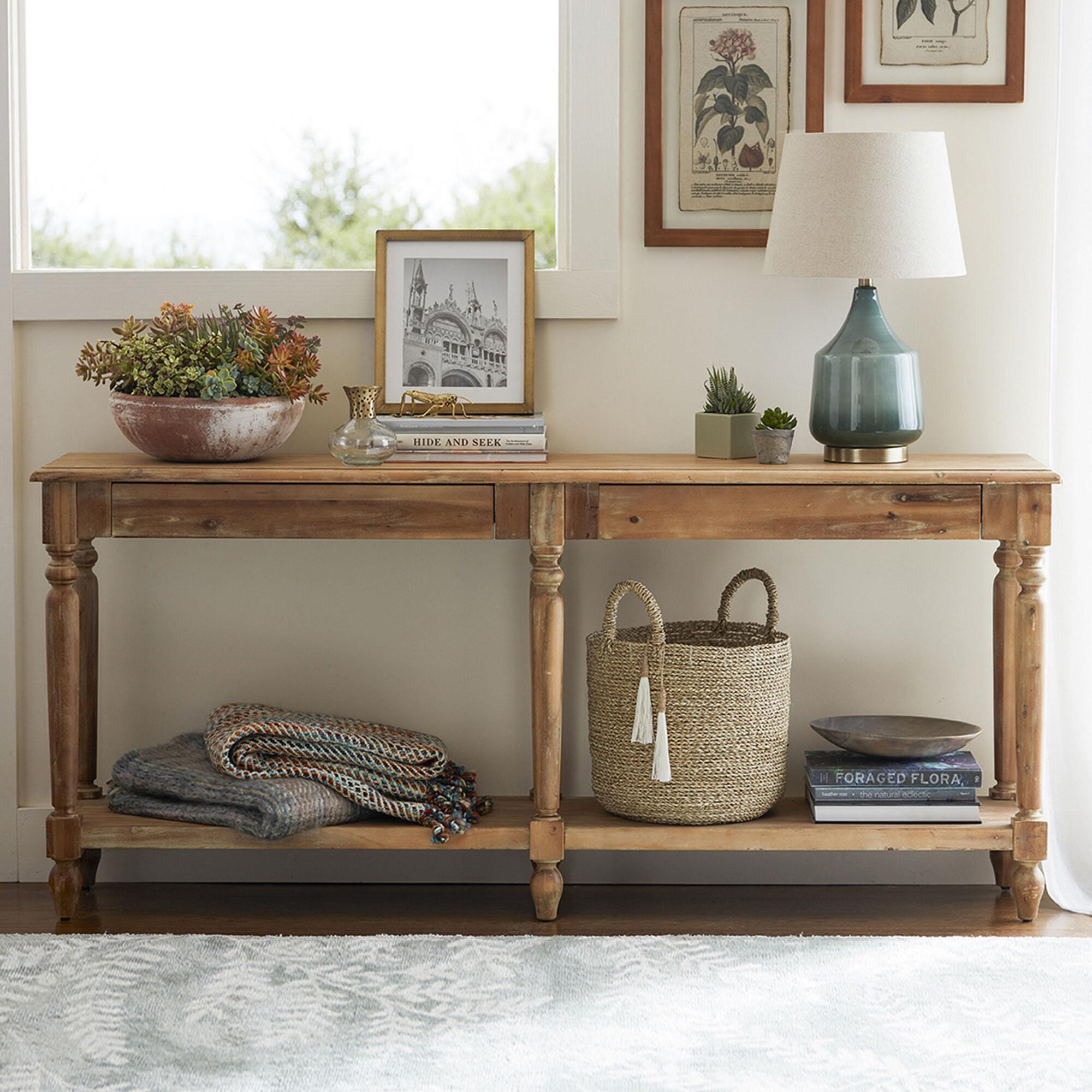 Everett Long Weathered Natural Wood Foyer Table thumbnail 2