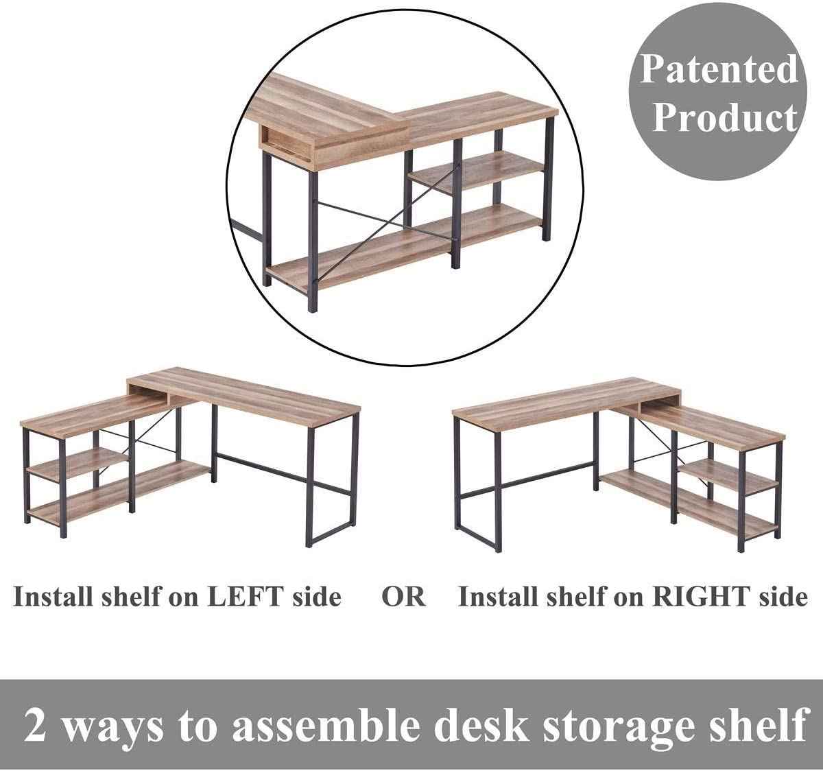 Bon Augure L Shaped Computer Desk with Storage Shelves thumbnail 4