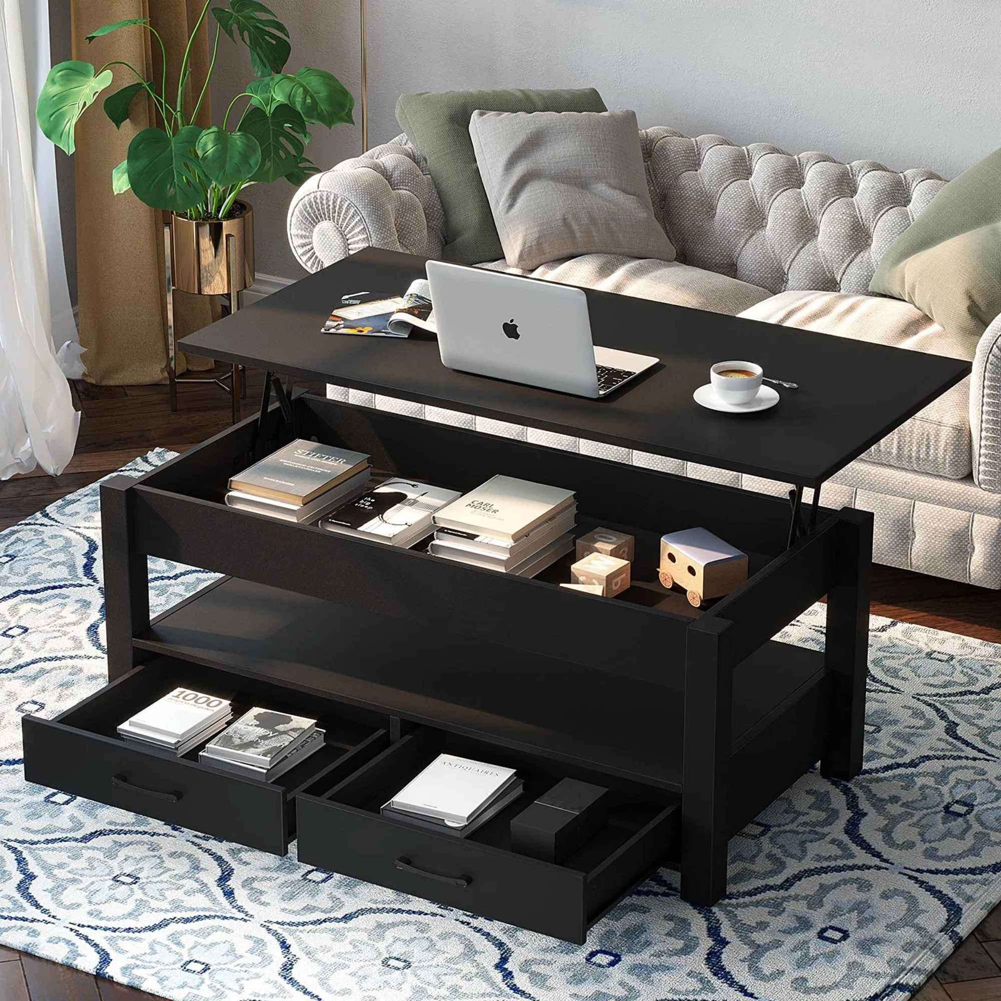 Coffee Table Lift Top Coffee Table With Drawers And Hidden Compartment thumbnail 3